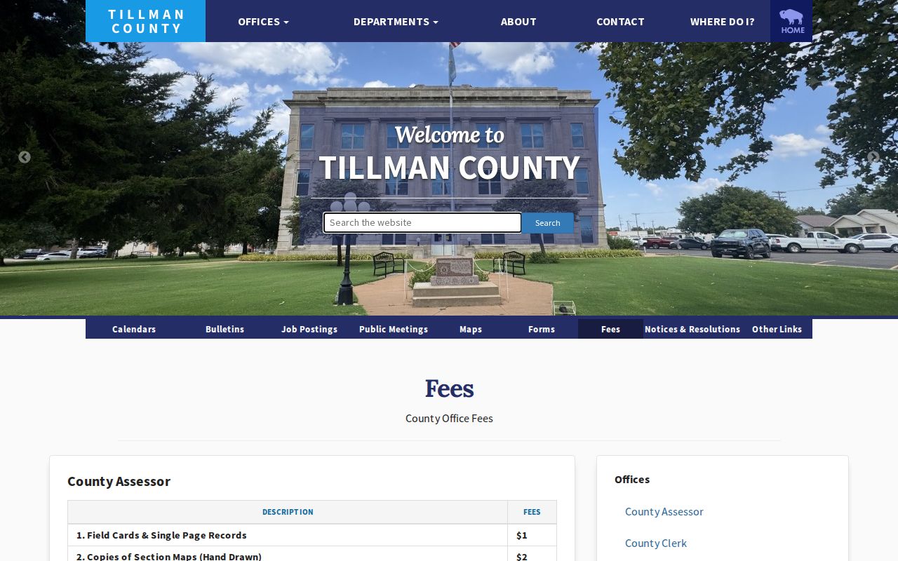 Tillman County warrant records Court Clerk source page
