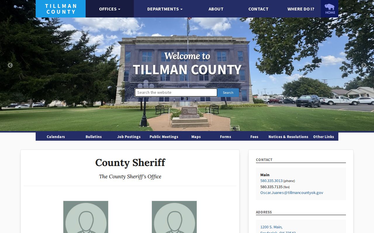 Tillman County warrant records Sheriff source page